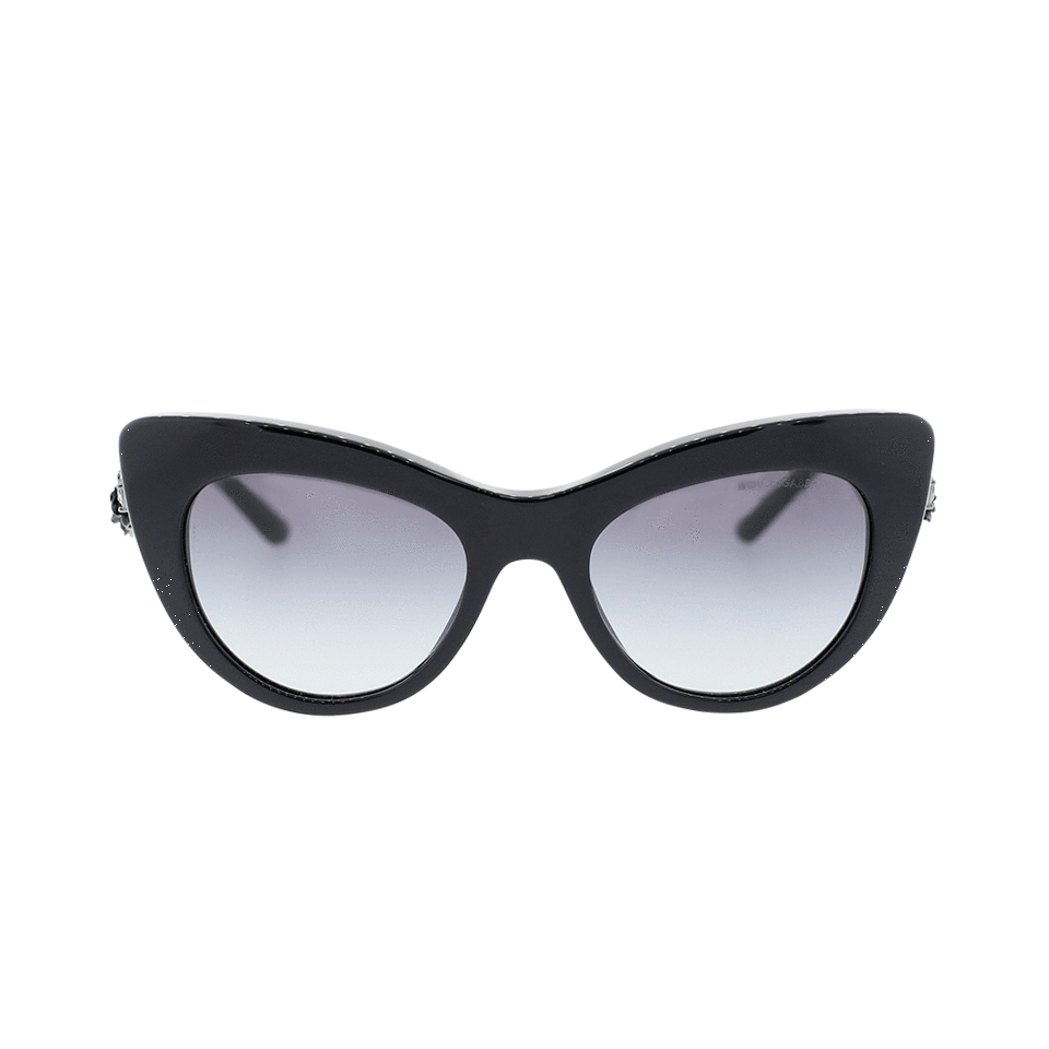 DOLCE & GABBANA-Embellished Cat Eye Sunglasses-BLCK/GREY