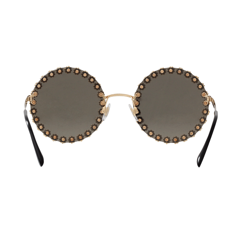 DOLCE & GABBANA-Daisy Round Sunglasses-GOLD