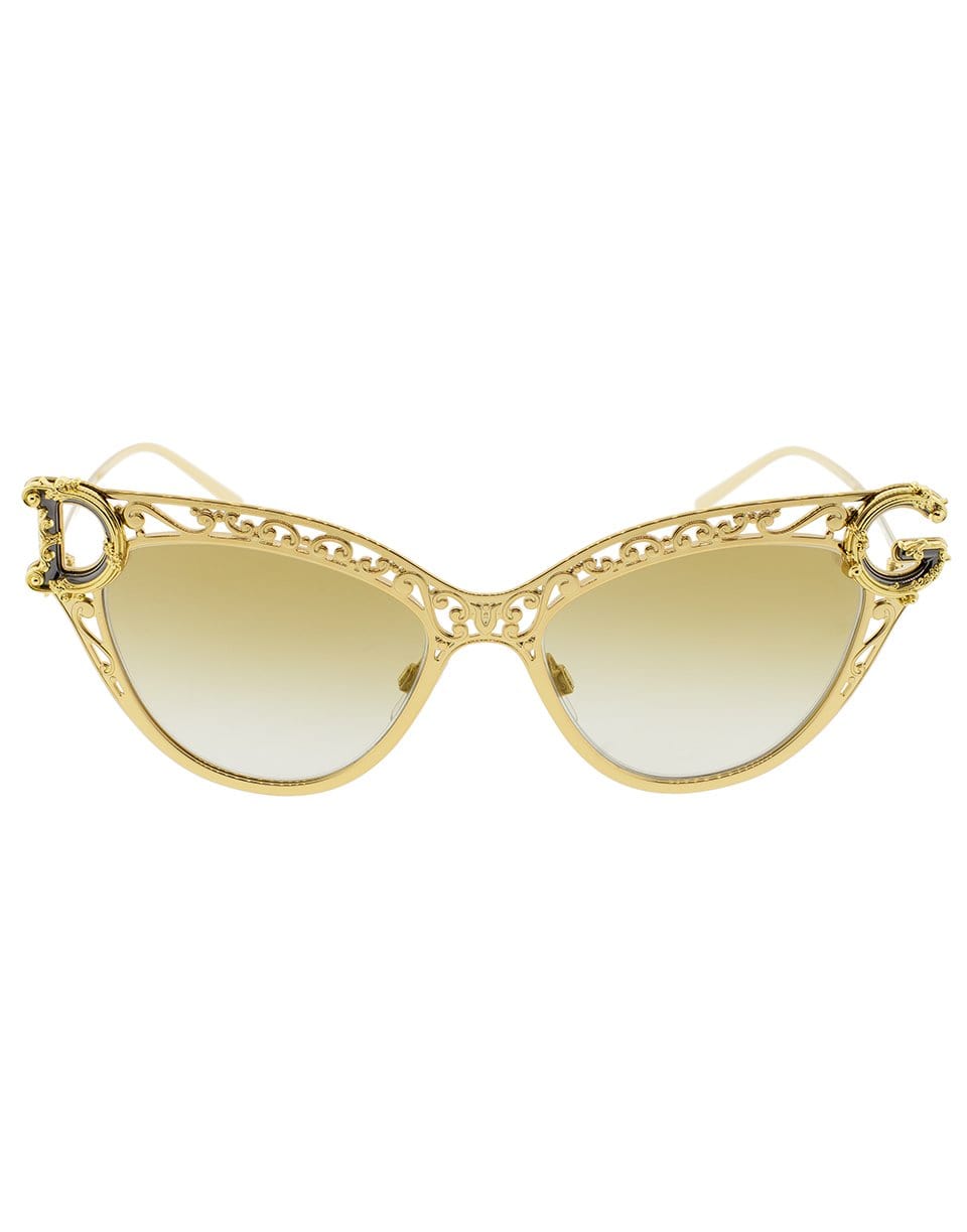 DOLCE & GABBANA-Gold Metal Cat Eye Sunglasses-GOLD