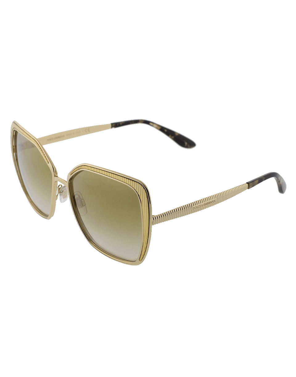 DOLCE & GABBANA-Gold Square Metal Frame Sunglasses-GOLD