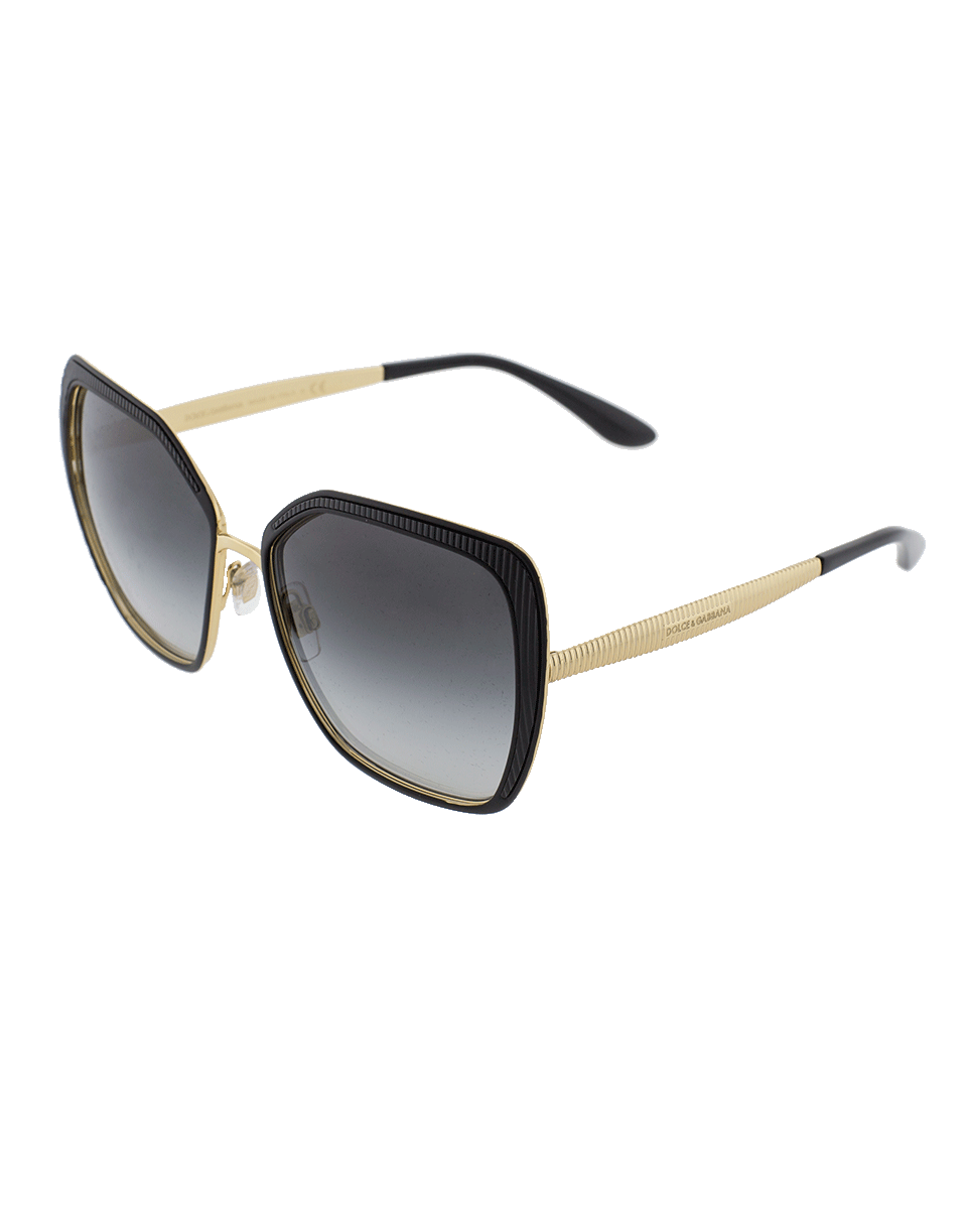 DOLCE & GABBANA-Matte Black Metal Frame Sunglasses-GOLD