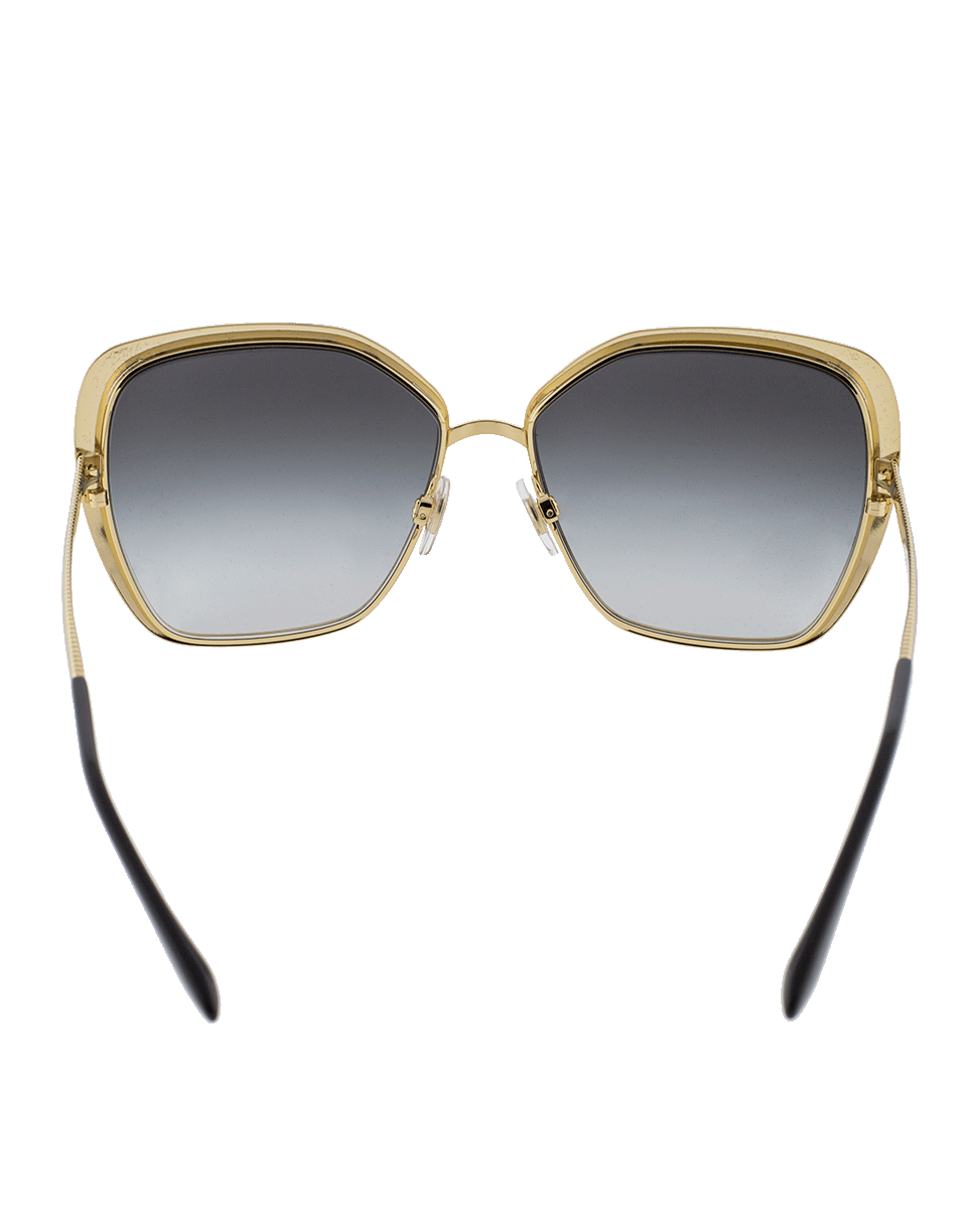 DOLCE & GABBANA-Matte Black Metal Frame Sunglasses-GOLD