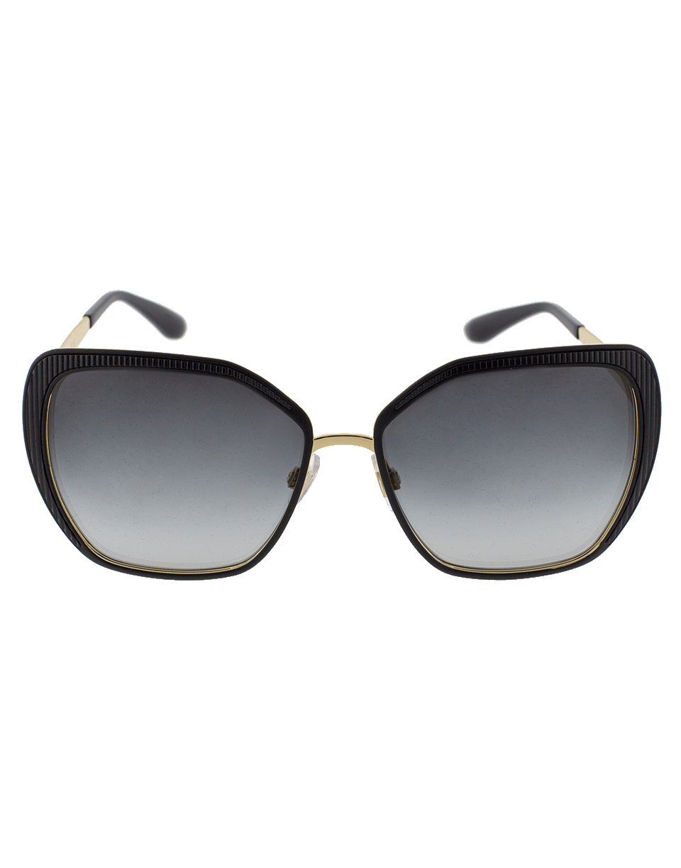 DOLCE & GABBANA-Matte Black Metal Frame Sunglasses-GOLD