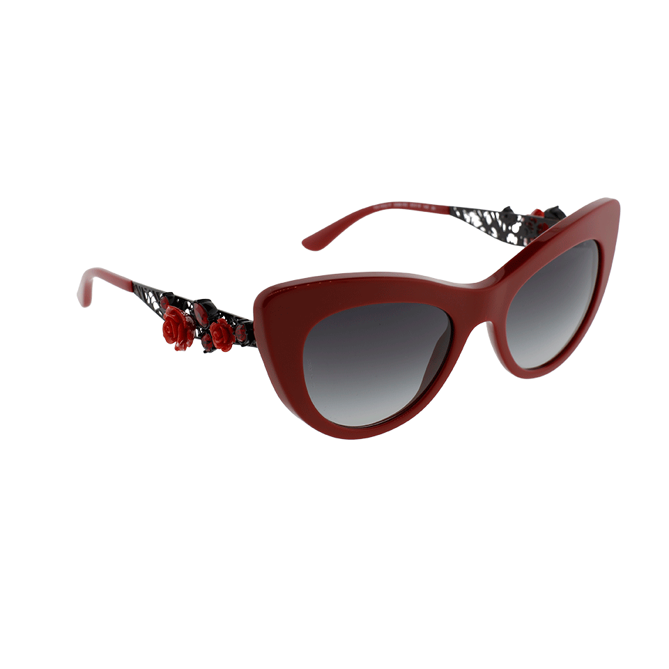 DOLCE & GABBANA-Embellished Cat Eye Sunglasses-RED/GRY