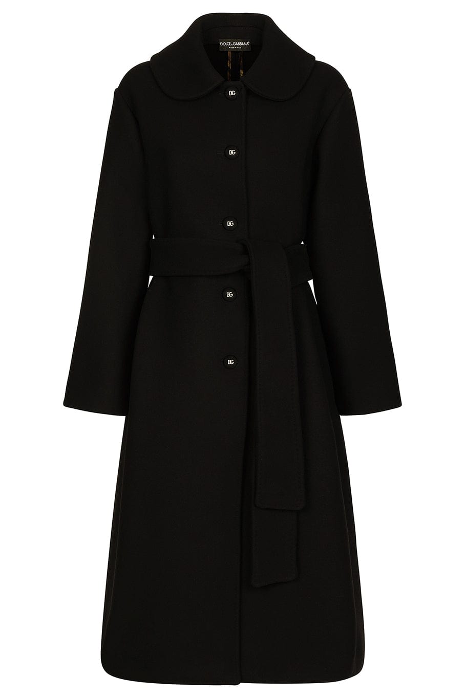 DOLCE & GABBANA-Wool Belted Coat-NERO