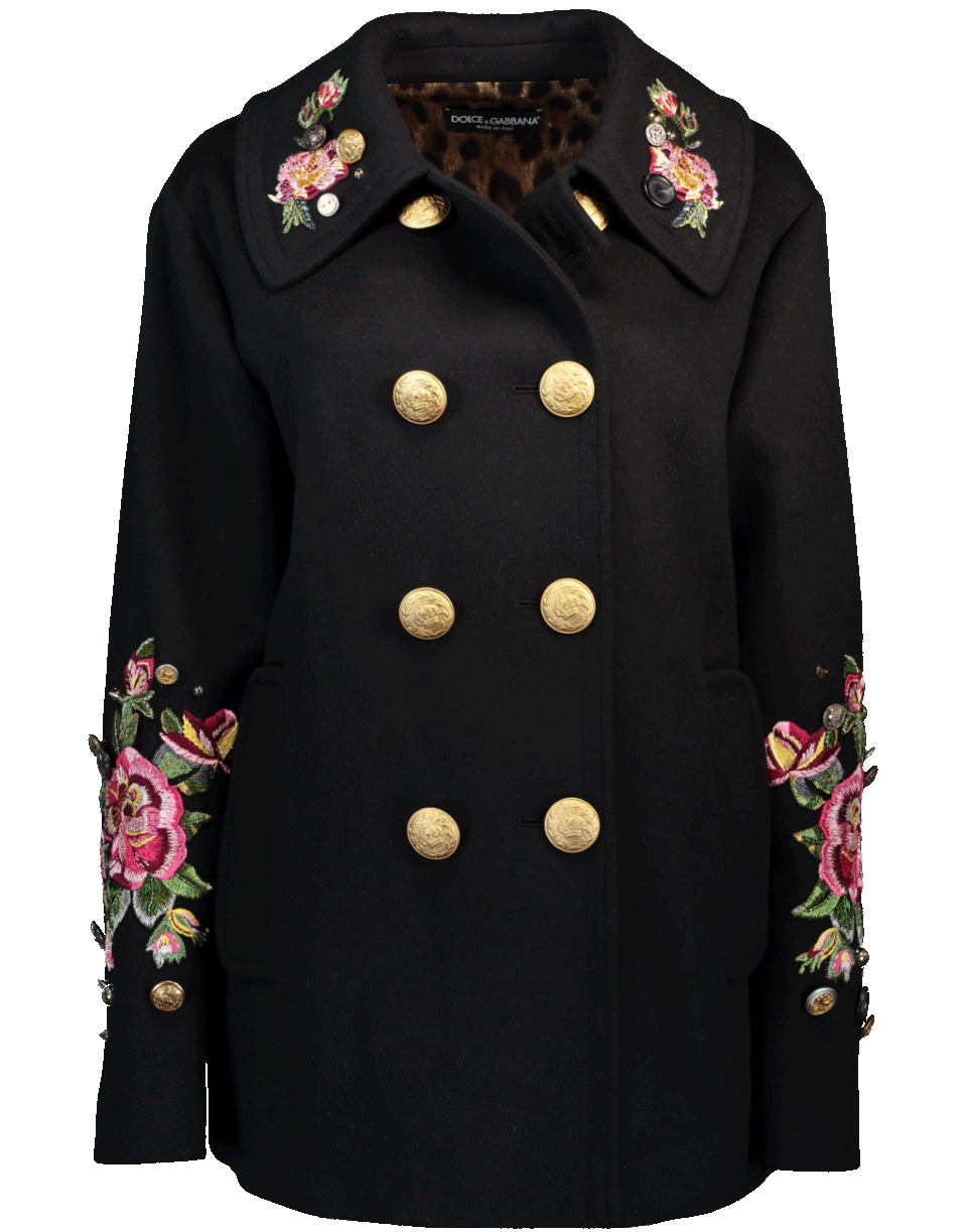 DOLCE & GABBANA-Embroidered Coat-BLACK
