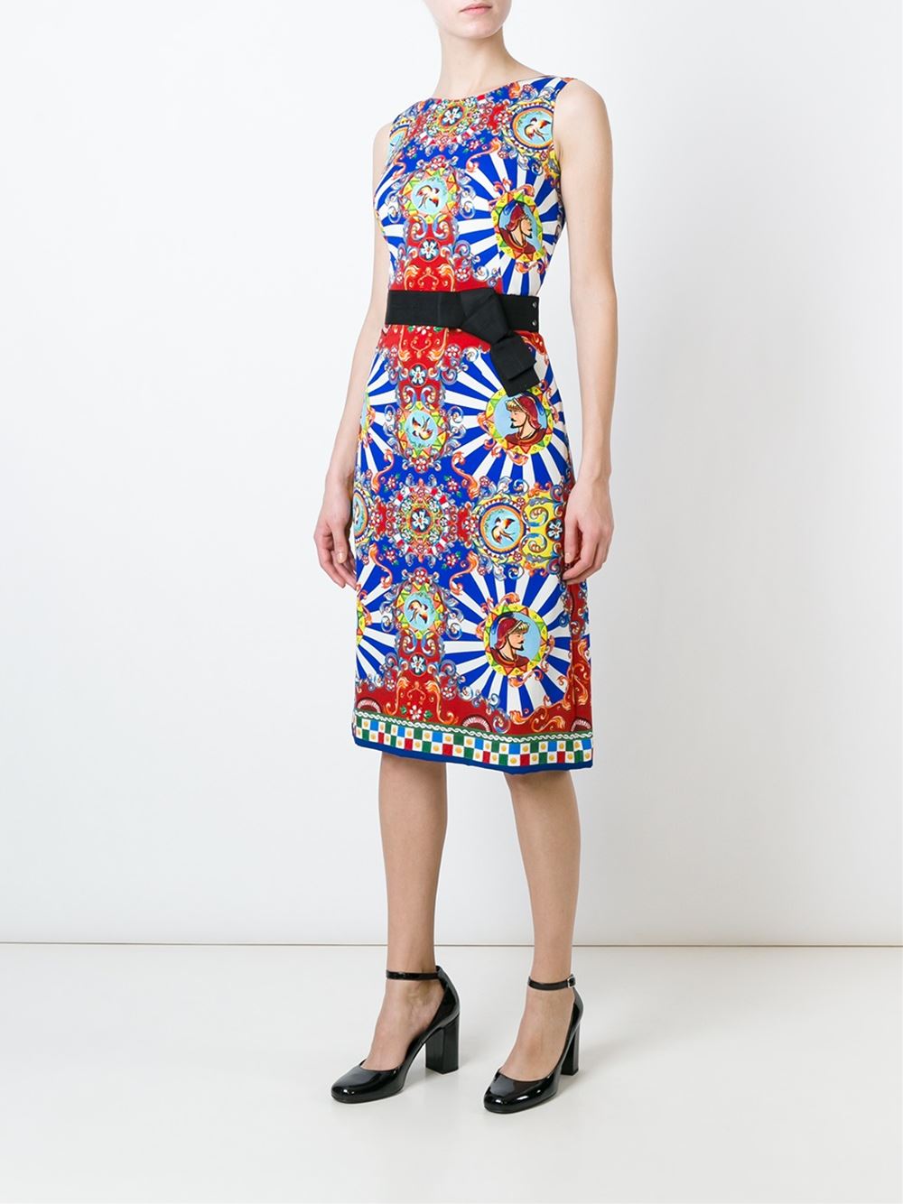 DOLCE & GABBANA-Caretto Print Shift Dress-