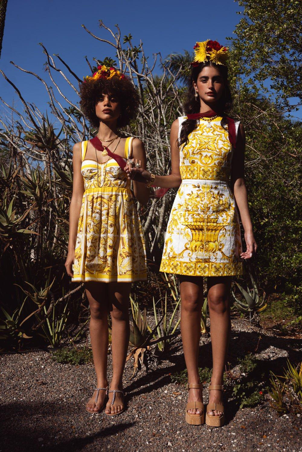 DOLCE & GABBANA-Maiolica Printed Short Dress-