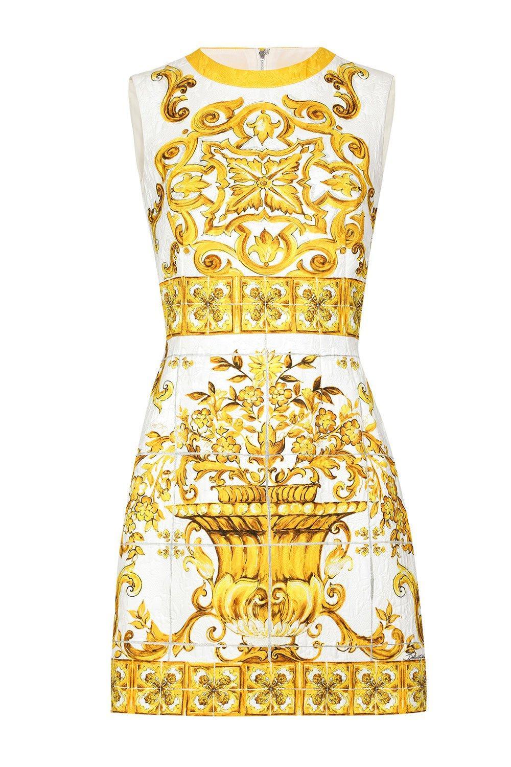 DOLCE & GABBANA-Maiolica Printed Short Dress-