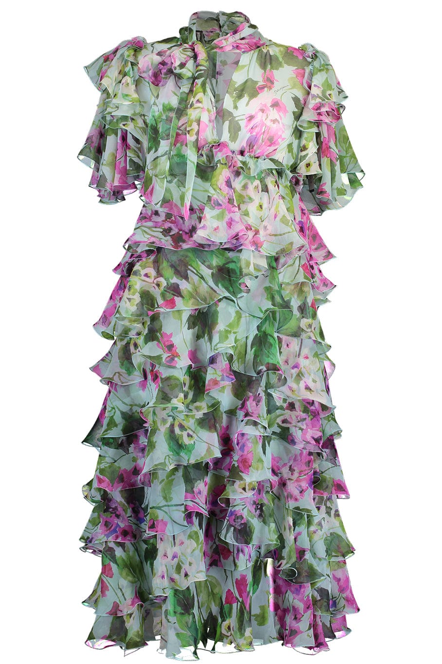 DOLCE & GABBANA-Short Sleeve Chiffon Dress-