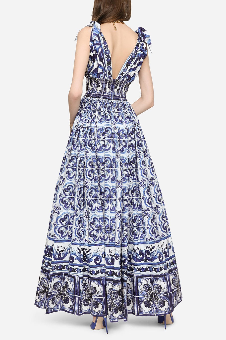 DOLCE & GABBANA-Poplin Long Smock Waist Dress-