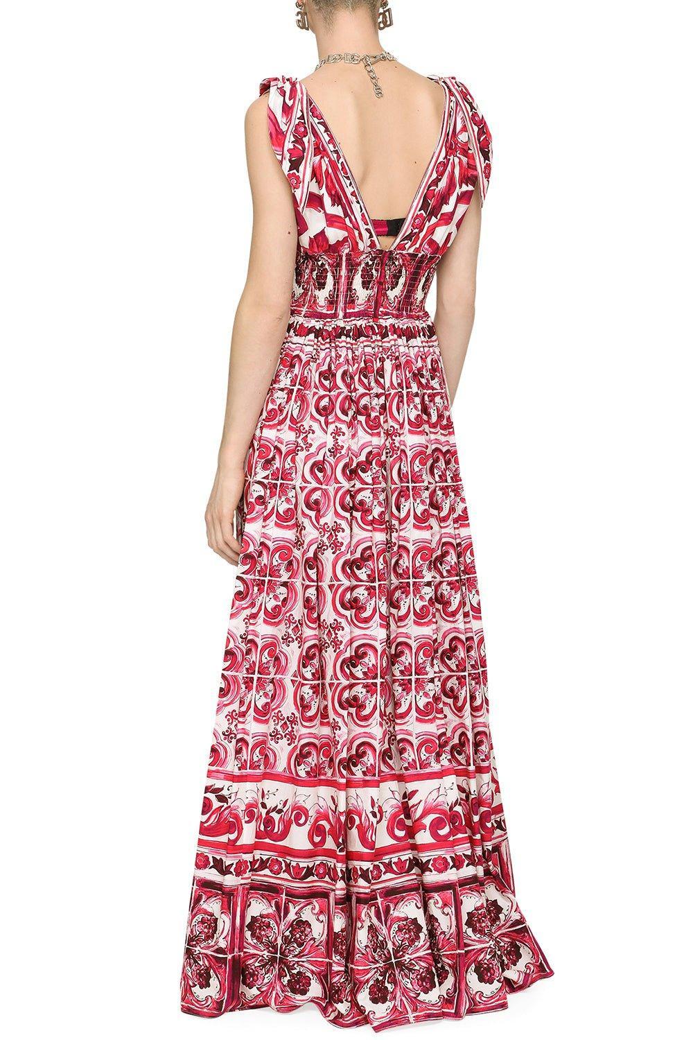DOLCE & GABBANA-Tie Detail Sleeveless Maxi Dress-