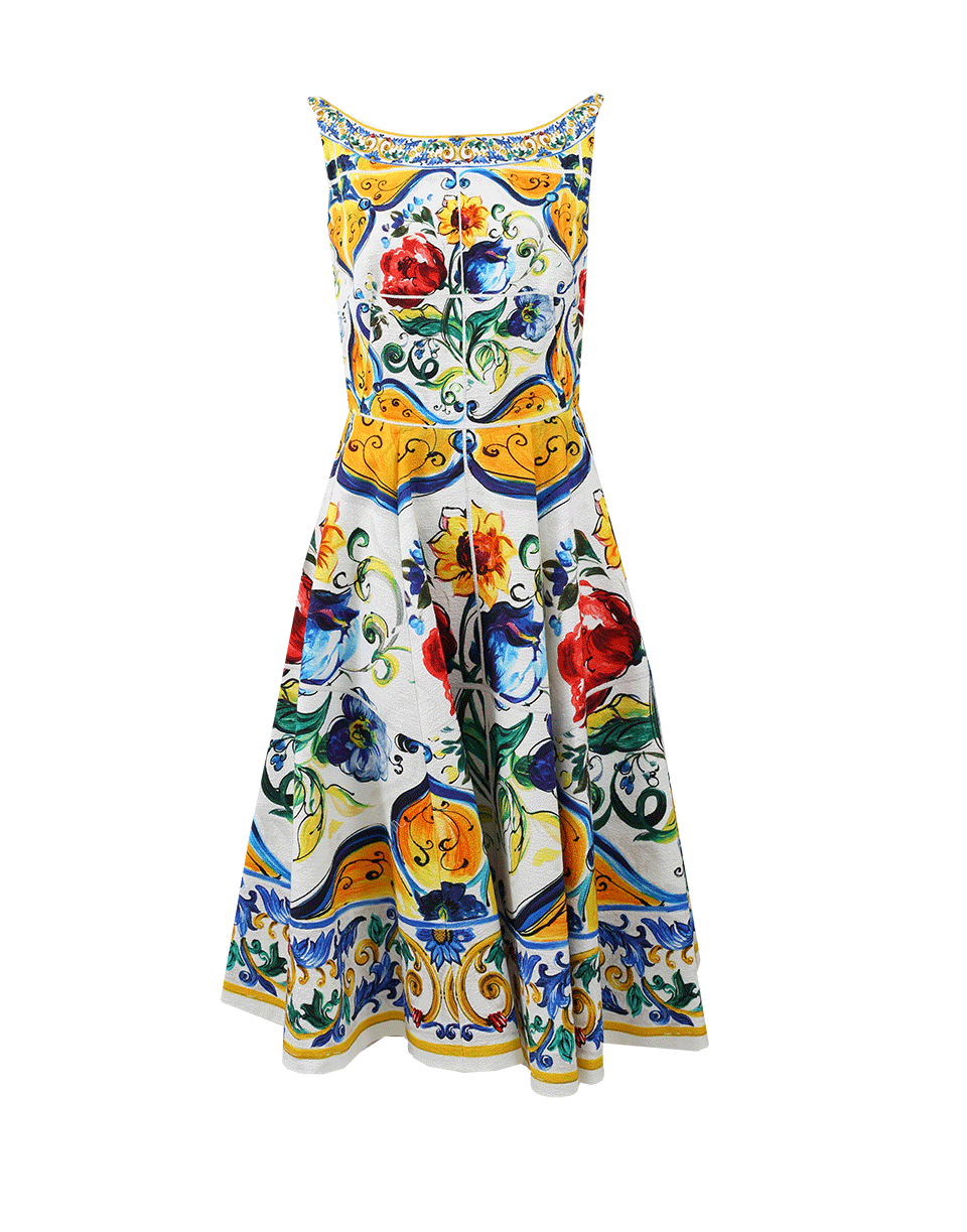 DOLCE & GABBANA-Maiolica Low Back Dress-WHT