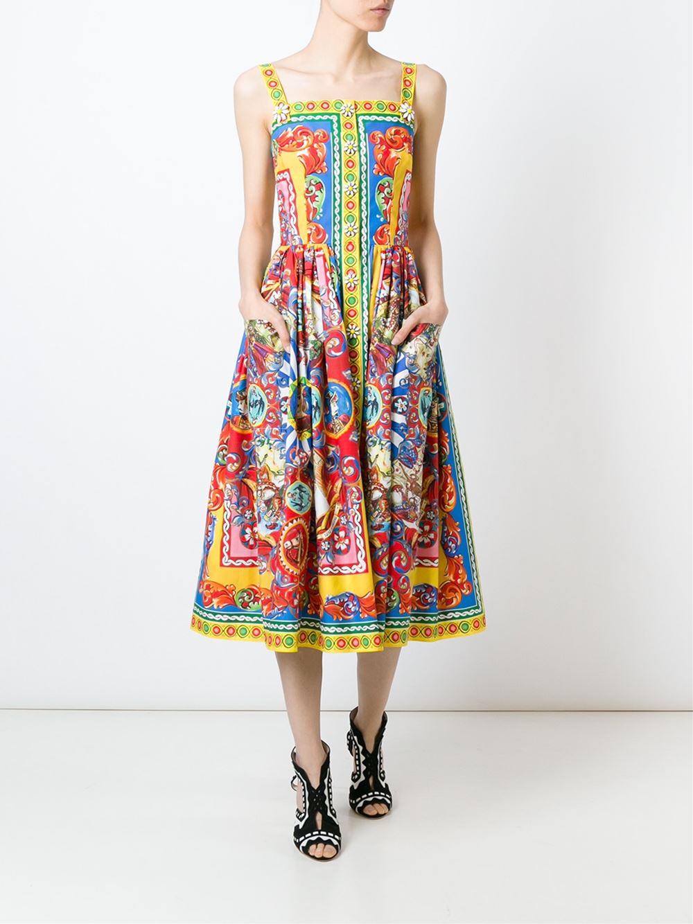 DOLCE & GABBANA-Printed Caretto Dress-