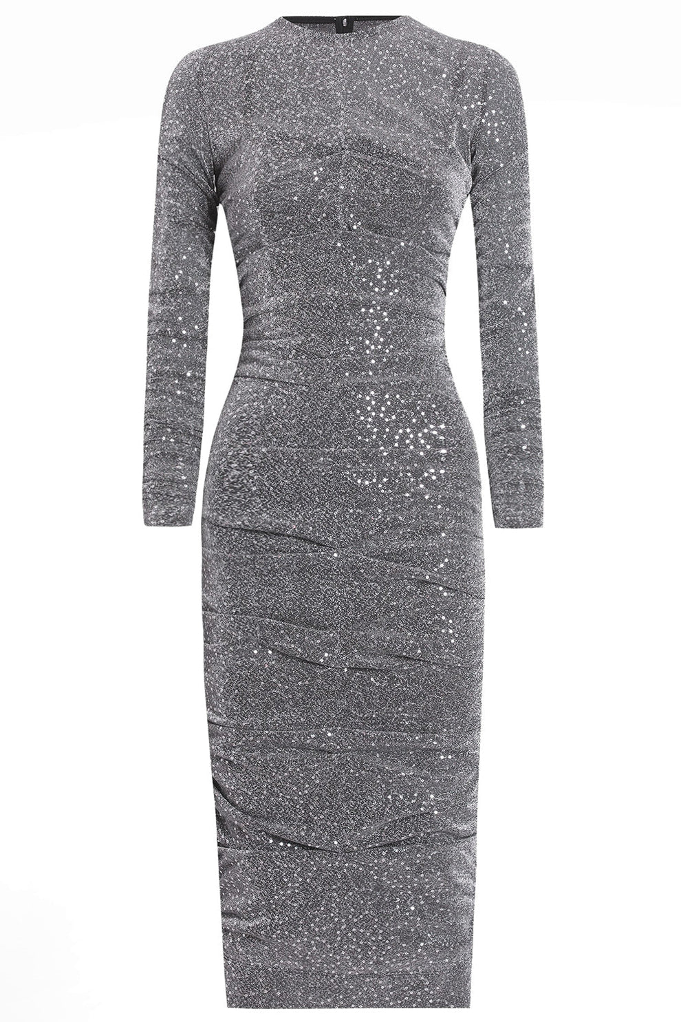 long sleeve grey midi dress Long Sleeve Ruched Midi Dress