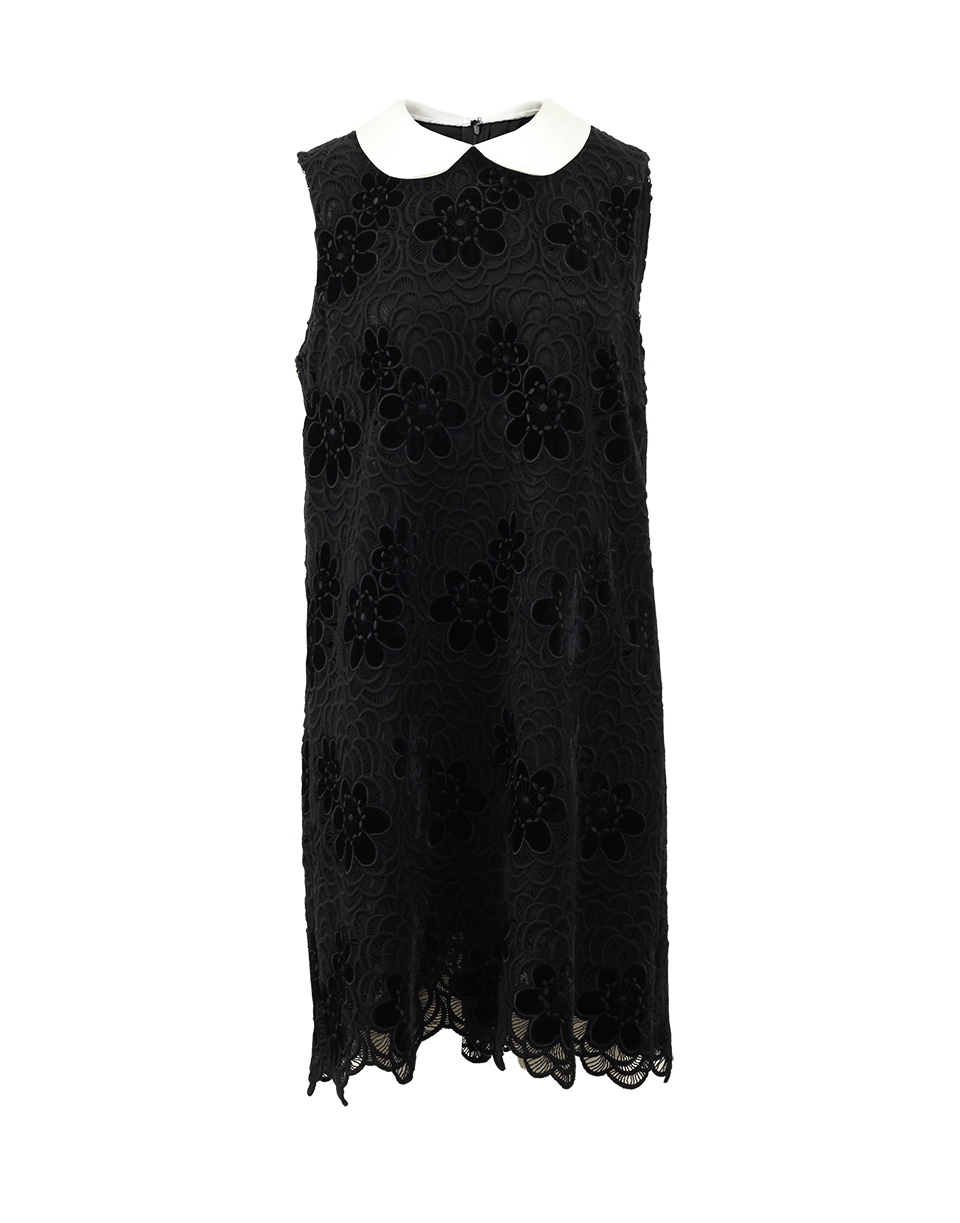 DOLCE & GABBANA-Collared Macrame Dress-BLACK
