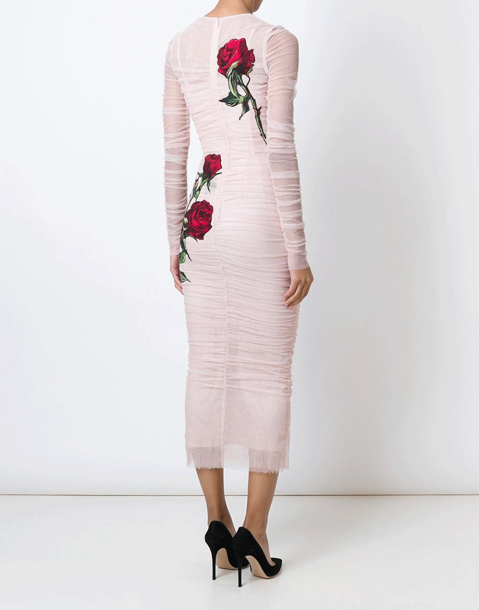 DOLCE & GABBANA-Stretch Tulle Rose Dress-