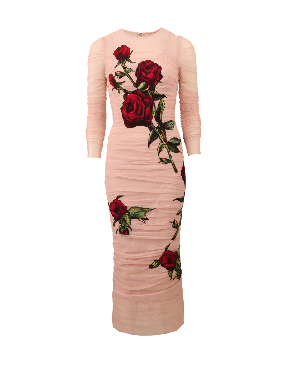 DOLCE & GABBANA-Stretch Tulle Rose Dress-