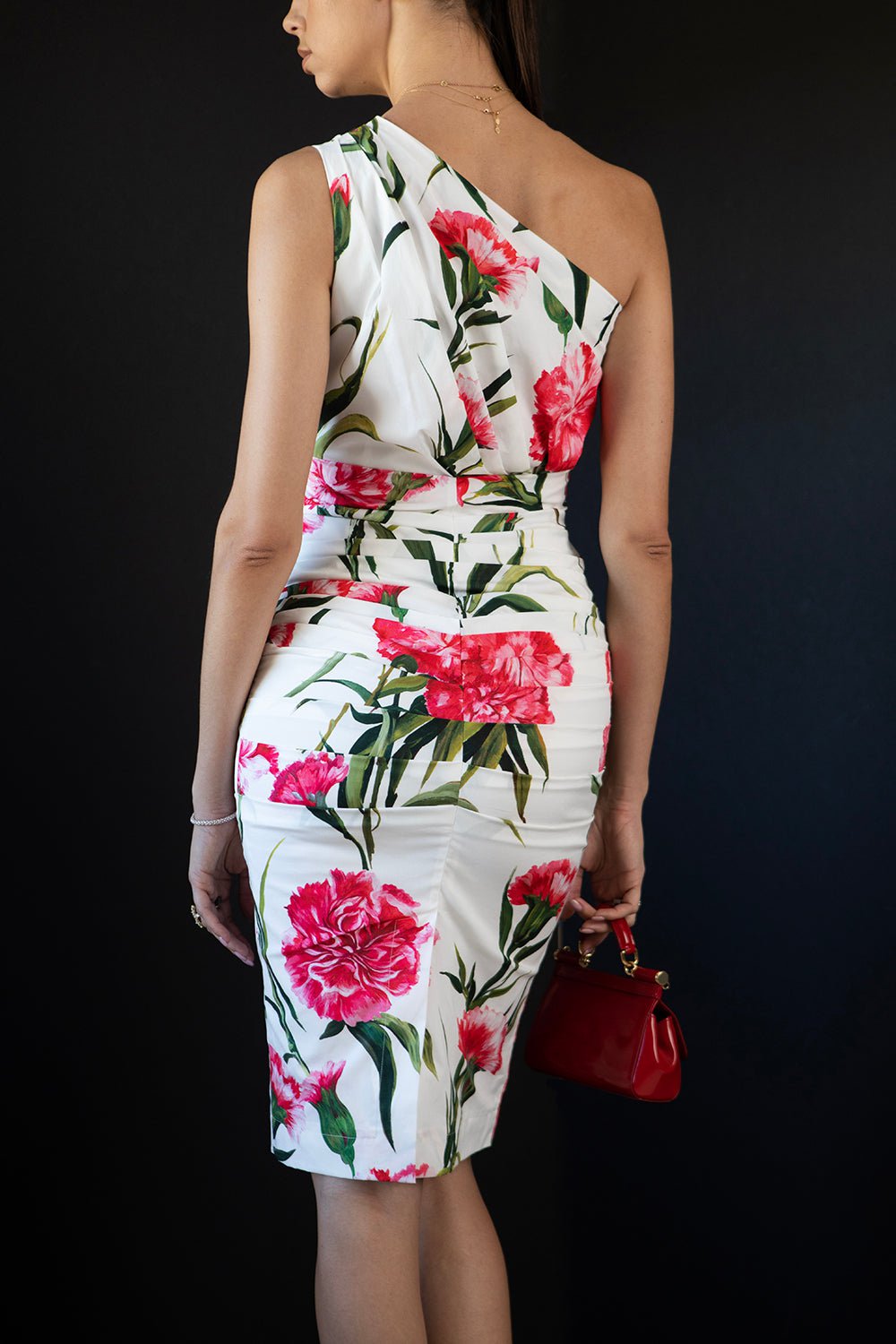 DOLCE & GABBANA-Carnation One Shoulder Dress-