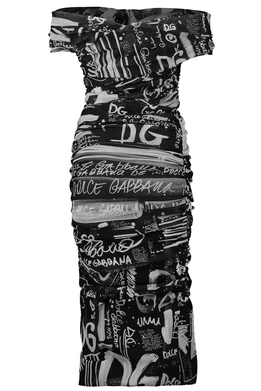 DOLCE & GABBANA-Printed Draped Midi Dress-