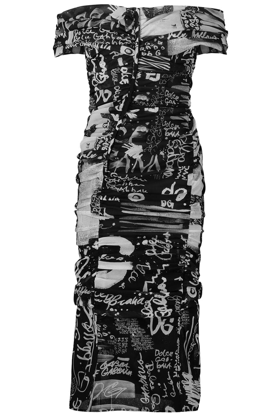 DOLCE & GABBANA-Printed Draped Midi Dress-