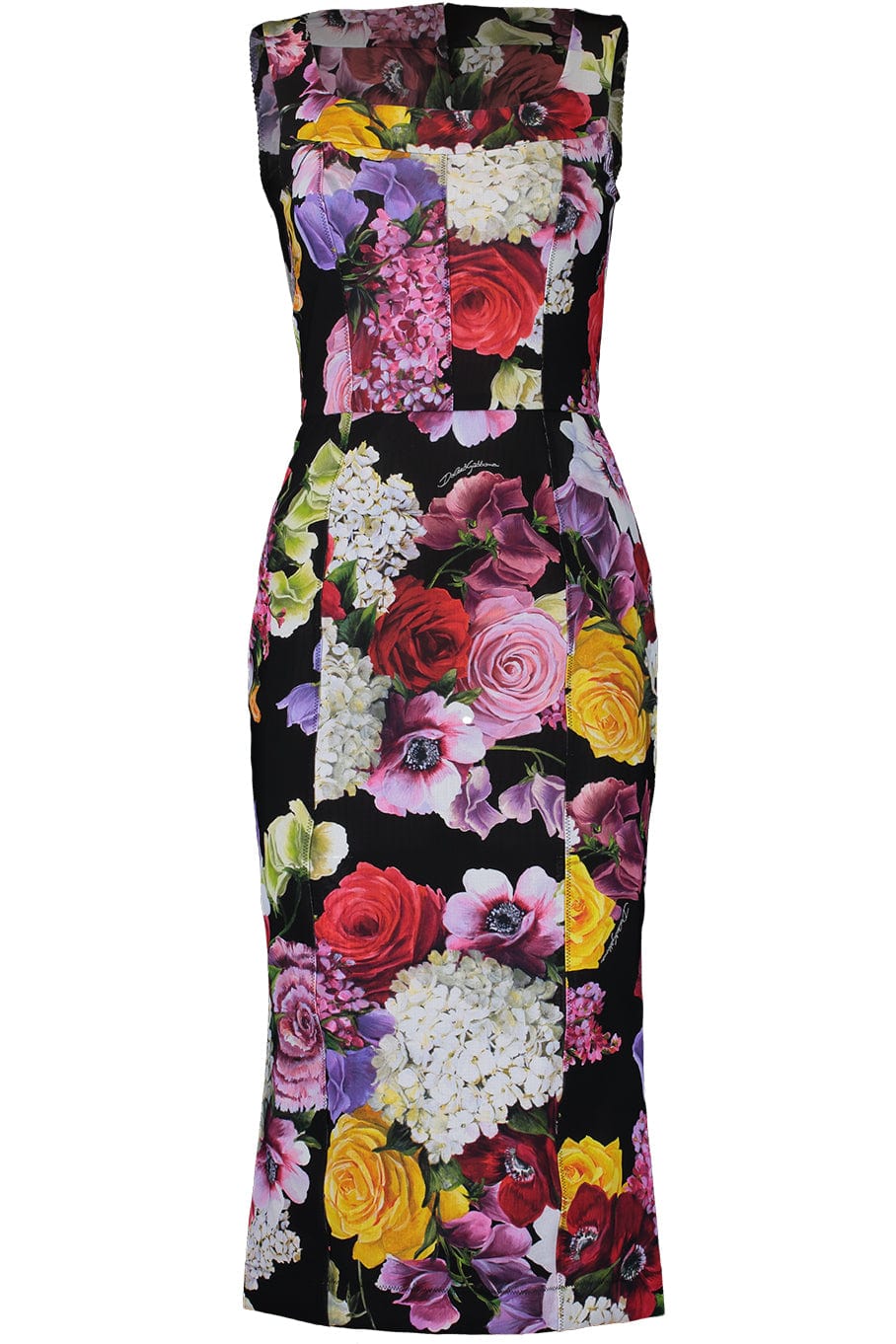 DOLCE & GABBANA-Printed Stretch Sleeveless Midi Dress-