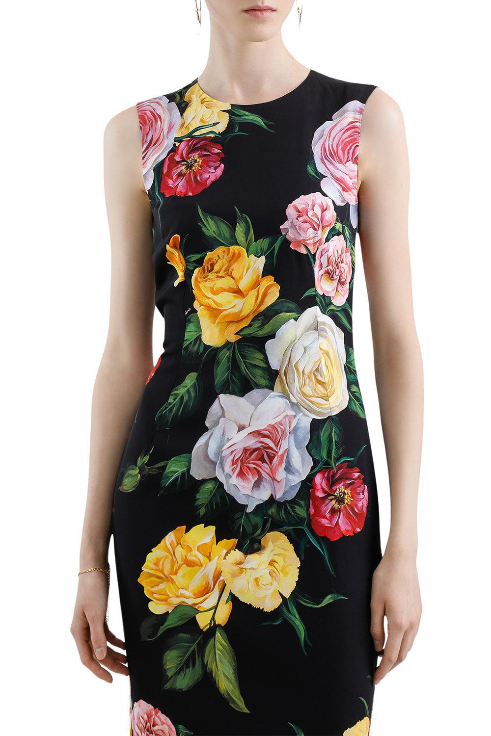 SLEEVELESS PEONY ROSE DRESS-PEONROSE-40-CLOTHINGDRESSCOCKTAIL-DOLCE & GABBANA