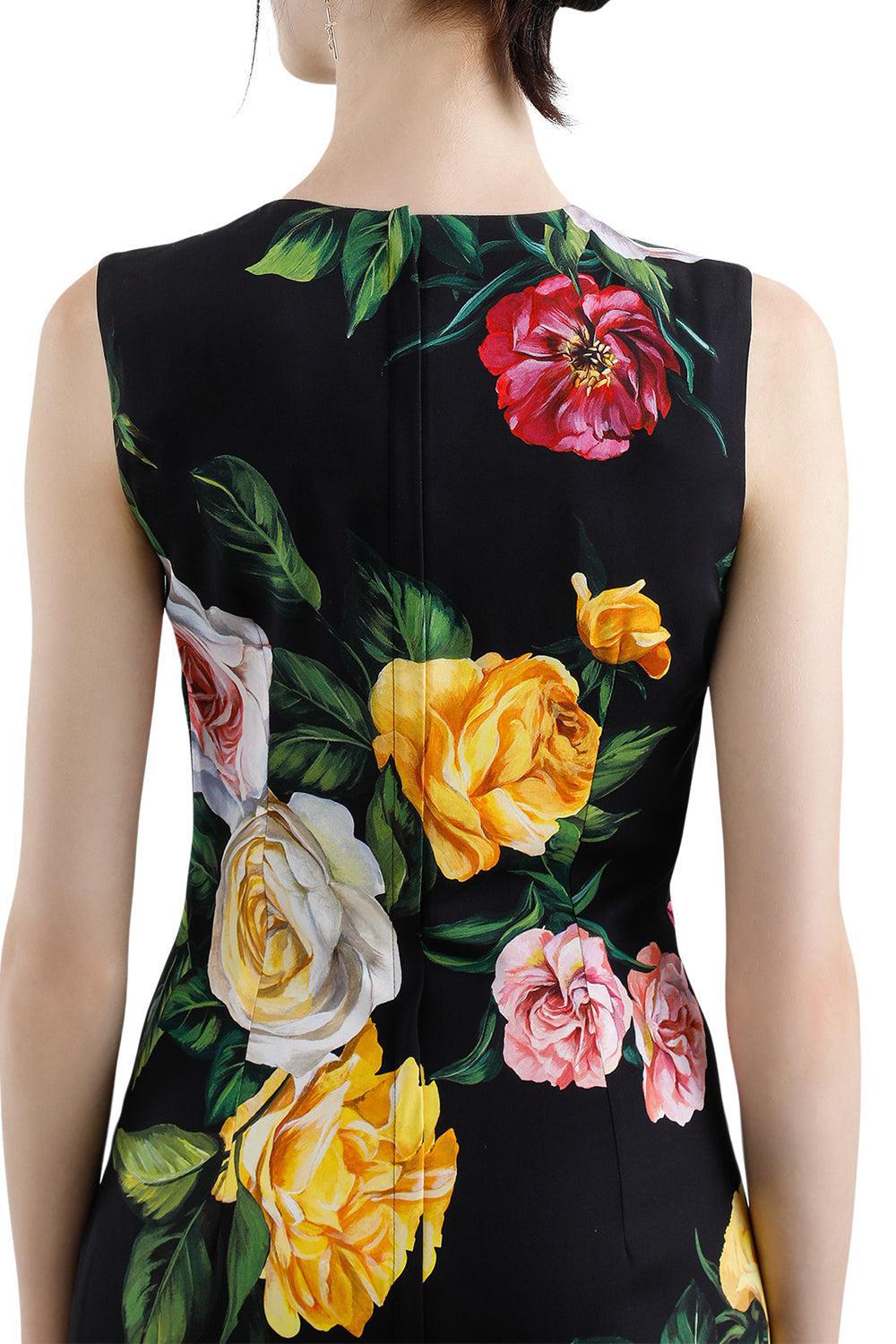 SLEEVELESS PEONY ROSE DRESS-PEONROSE-40-CLOTHINGDRESSCOCKTAIL-DOLCE & GABBANA
