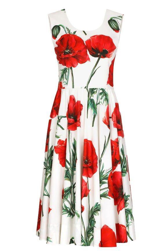 DOLCE & GABBANA-Printed Midi Dress-