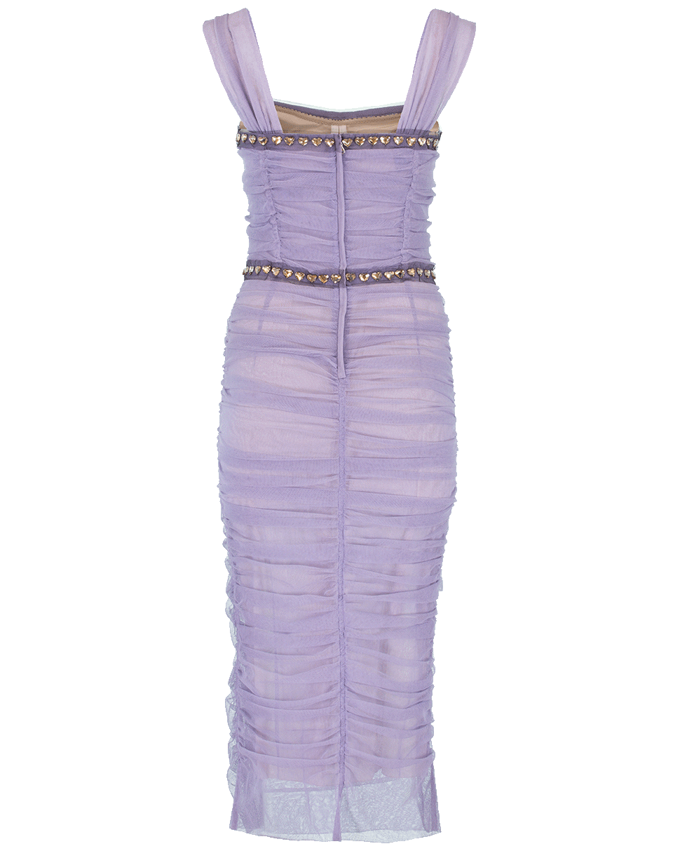 DOLCE & GABBANA-Ruched Crystal Dress-VIOLET