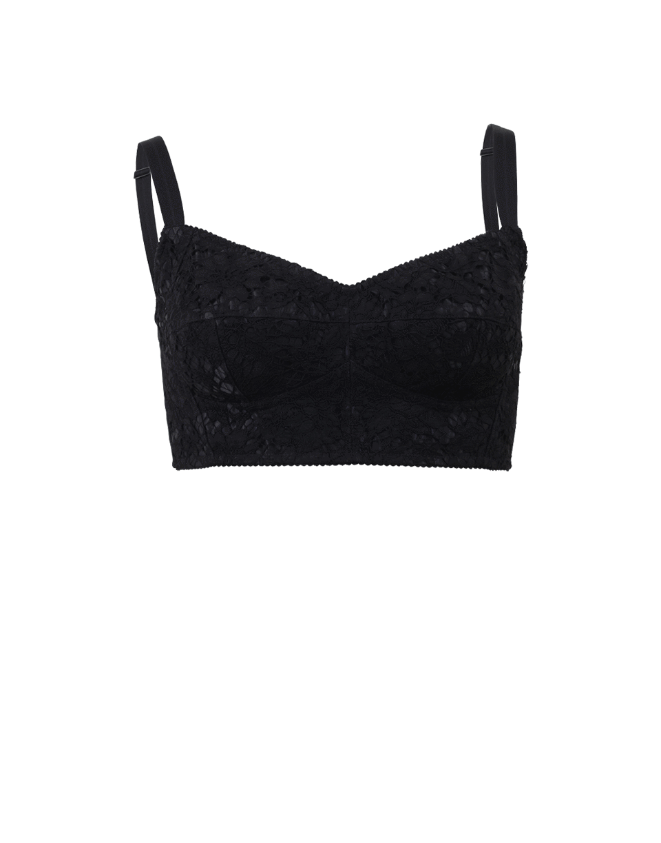 DOLCE & GABBANA-Lace Dress With Bra Top-BLACK