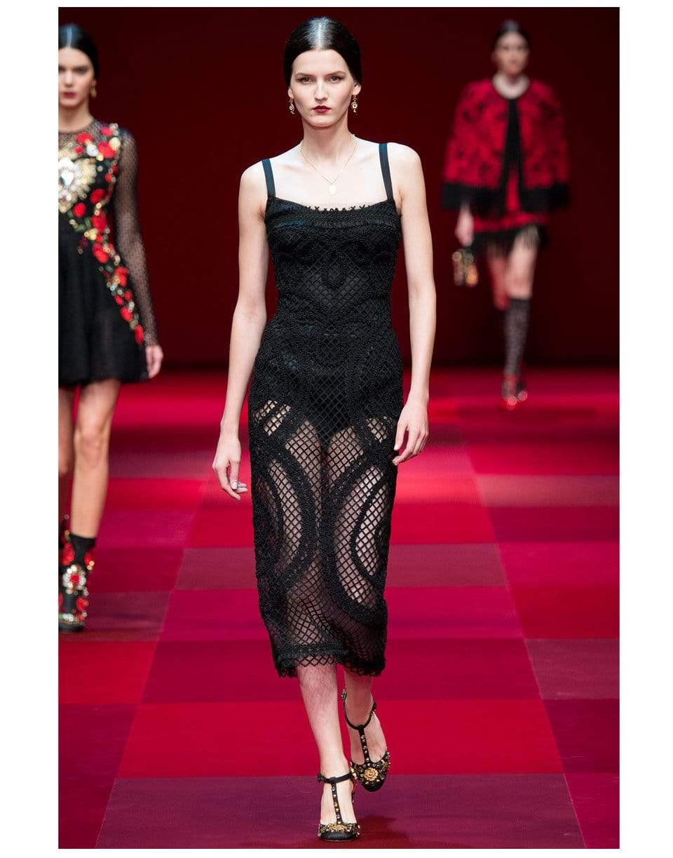 DOLCE & GABBANA-Lace Dress With Bra Top-BLACK