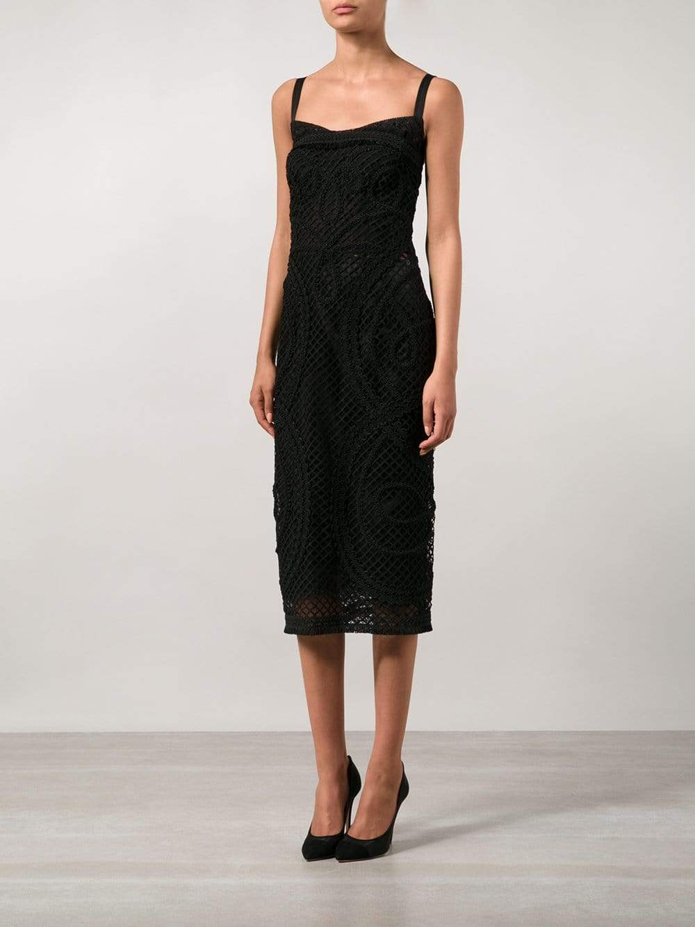 DOLCE & GABBANA-Lace Dress With Bra Top-BLACK