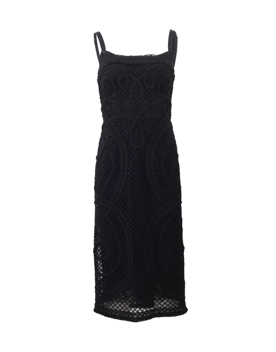 DOLCE & GABBANA-Lace Dress With Bra Top-BLACK