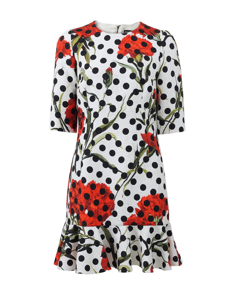 DOLCE & GABBANA-Floral Dot Dress-WHITE