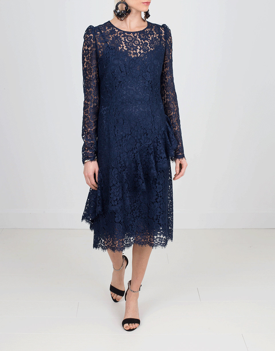 DOLCE & GABBANA-Ruffle Front Lace Dress-