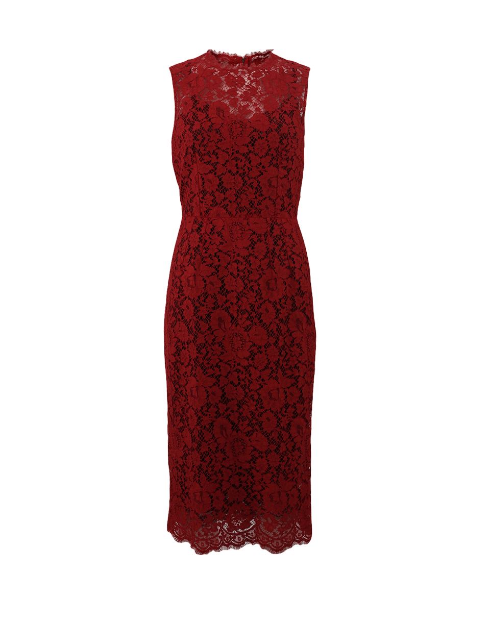 DOLCE & GABBANA-Lace Sheath Dress-BORDEAUX