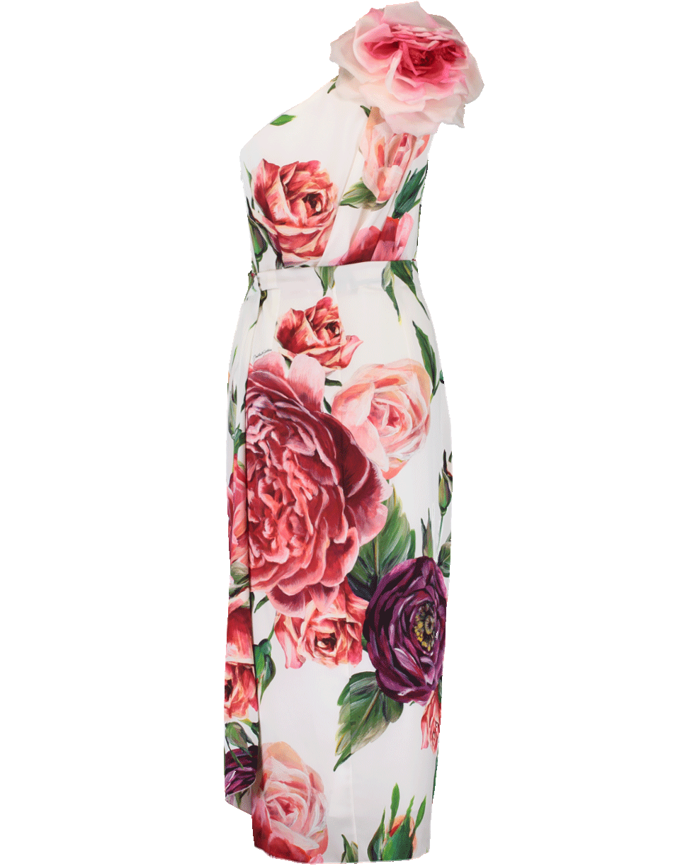 DOLCE & GABBANA-One Shoulder Floral Printed Dress-PEONIE