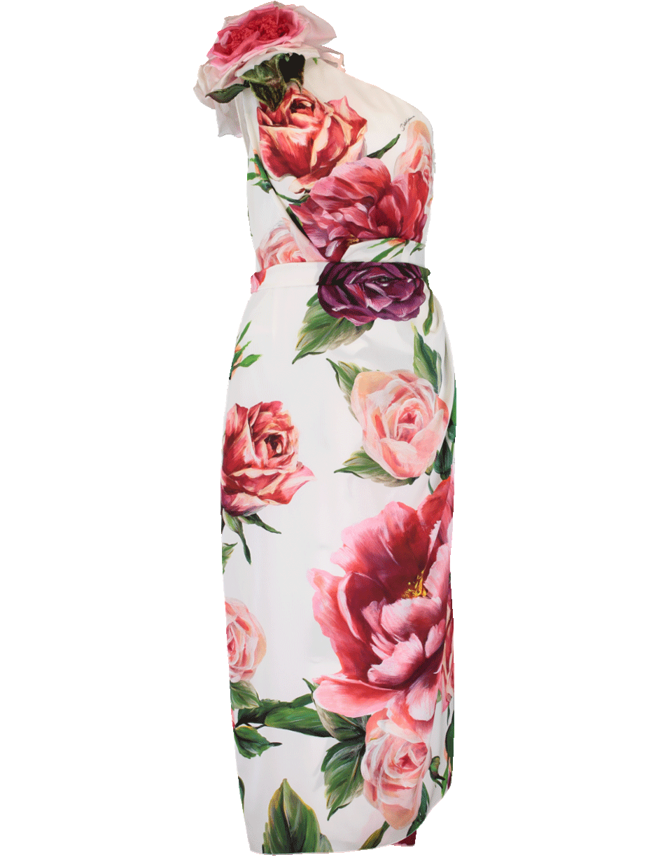 DOLCE & GABBANA-One Shoulder Floral Printed Dress-PEONIE