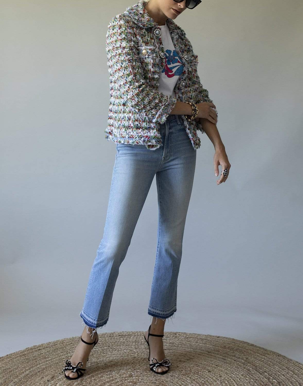 DOLCE & GABBANA-Jewel Button Tweed Jacket-