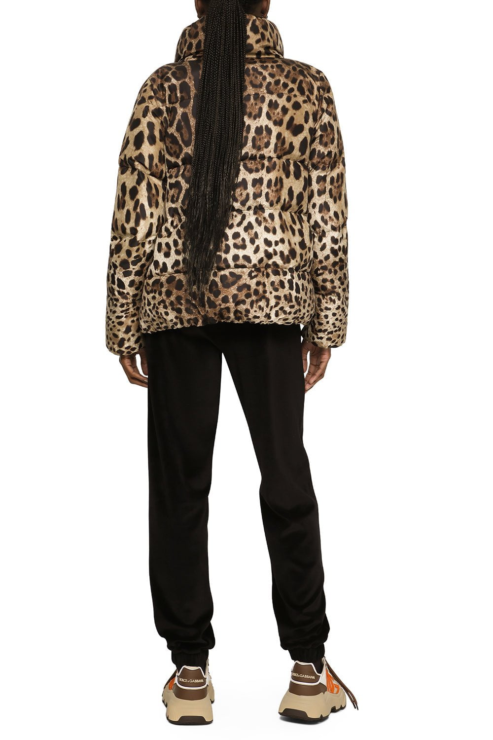 DOLCE & GABBANA-Leopard Long Down Jacket-