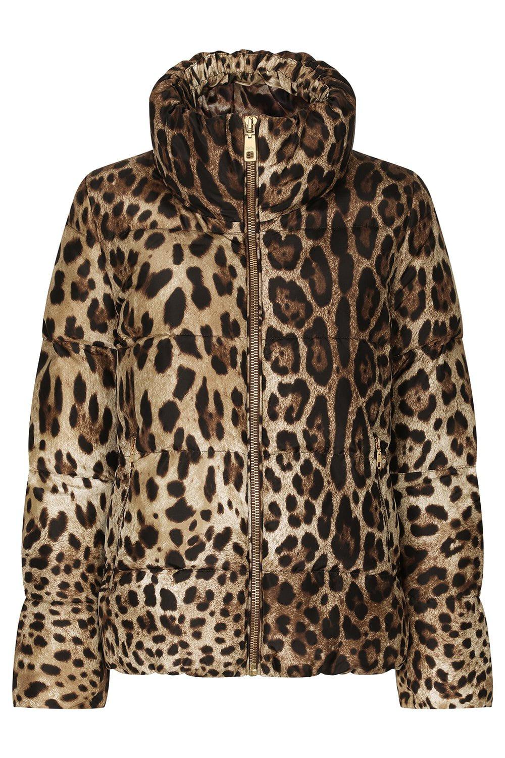 DOLCE & GABBANA-Leopard Long Down Jacket-