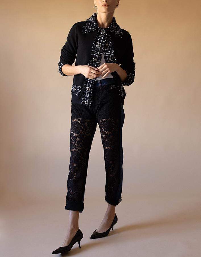 DOLCE & GABBANA-Tweed Detail Knit Jacket-