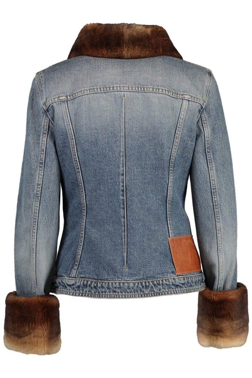 DOLCE & GABBANA-Jean Jacket with Fur Trim-BLUE