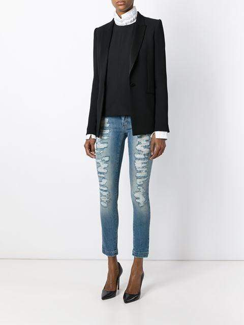 DOLCE & GABBANA-Distressed Lace Skinny Jean-