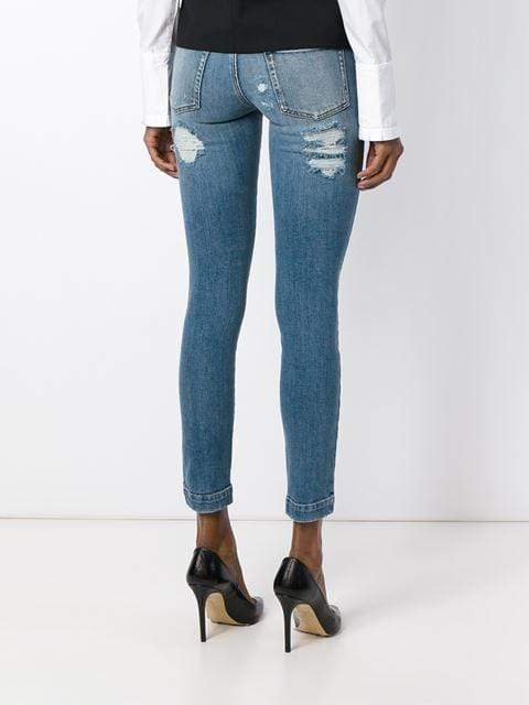 DOLCE & GABBANA-Distressed Lace Skinny Jean-