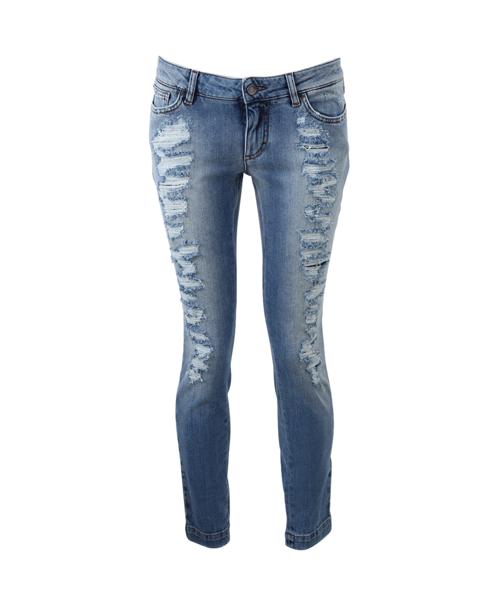DOLCE & GABBANA-Distressed Lace Skinny Jean-