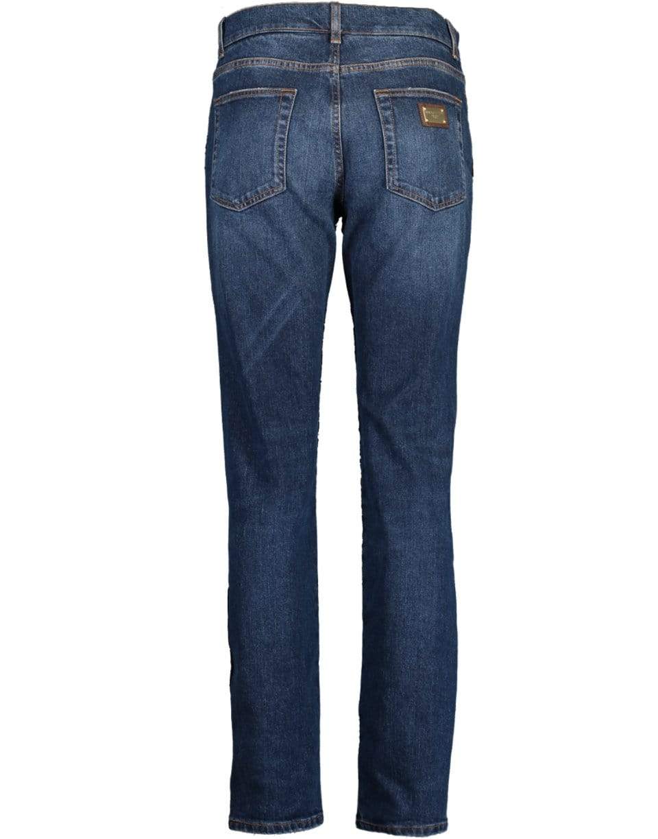 DOLCE & GABBANA-Denim and Lace Boyfriend Jeans-BLK/DEN