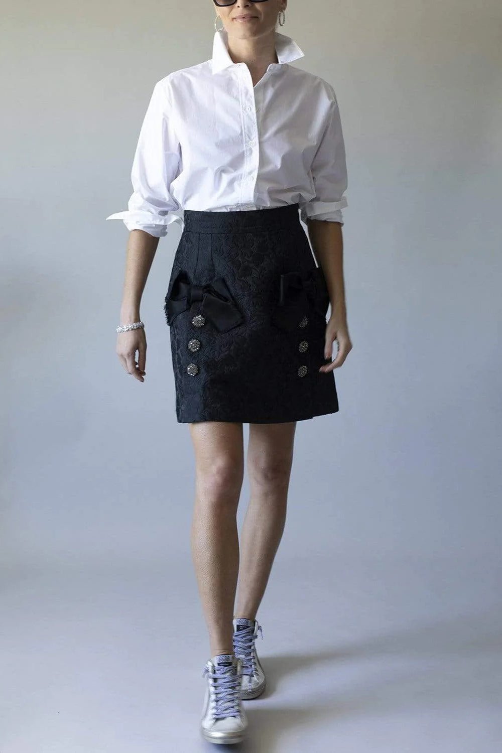 DOLCE & GABBANA-Embellished Skirt-BLACK