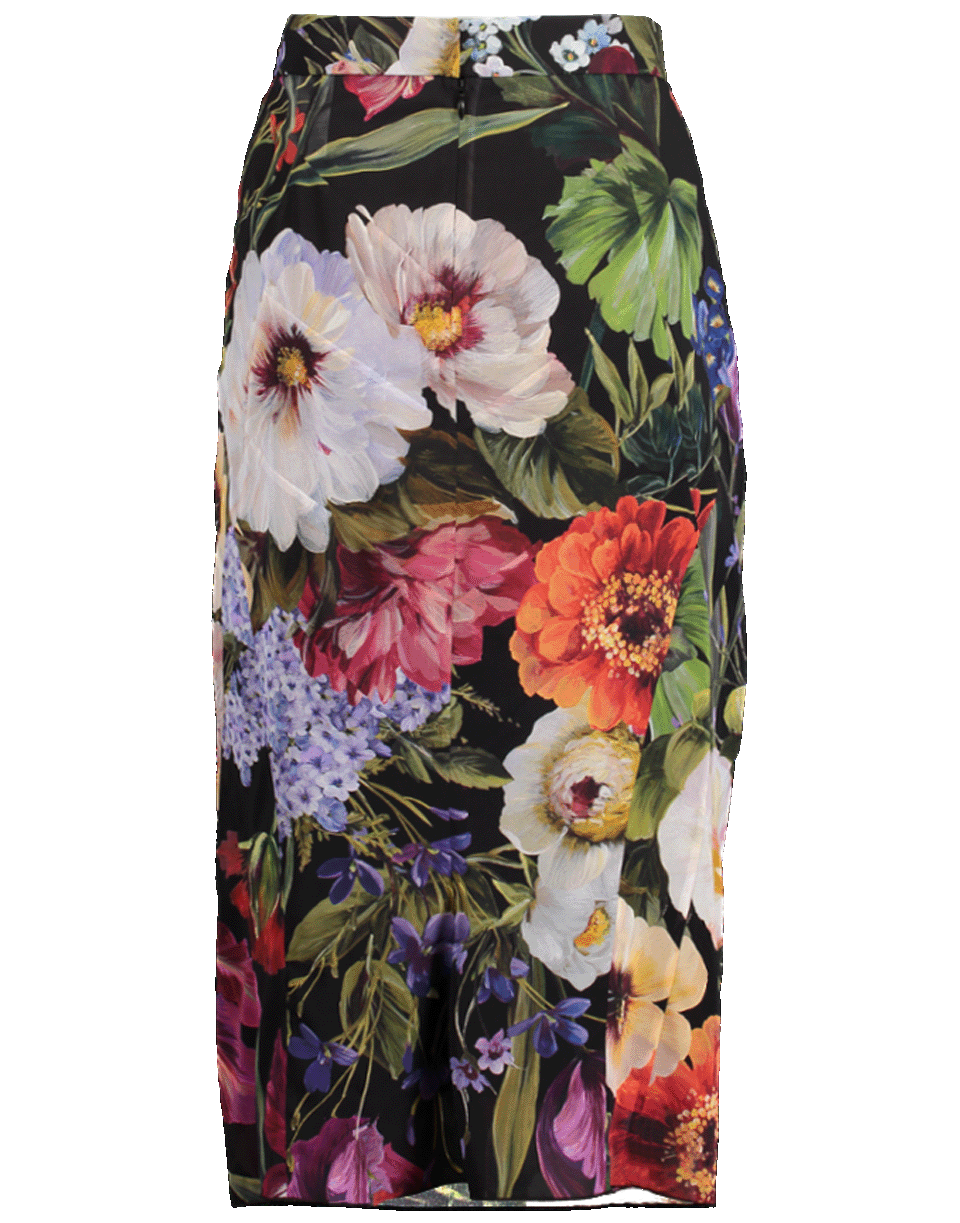 DOLCE & GABBANA-Floral Sheer Stretch Pencil Skirt-